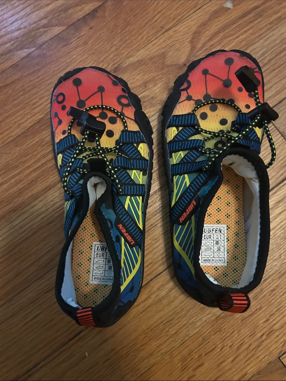 Kids Water Shoes — Orange, Yellow & Blue Active Slip-On